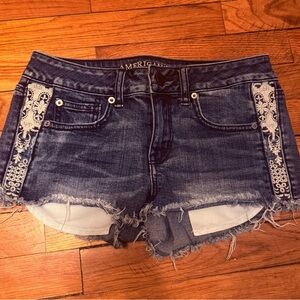 American Eagle Outfitters Women's Distressed Blue Jean Shorts